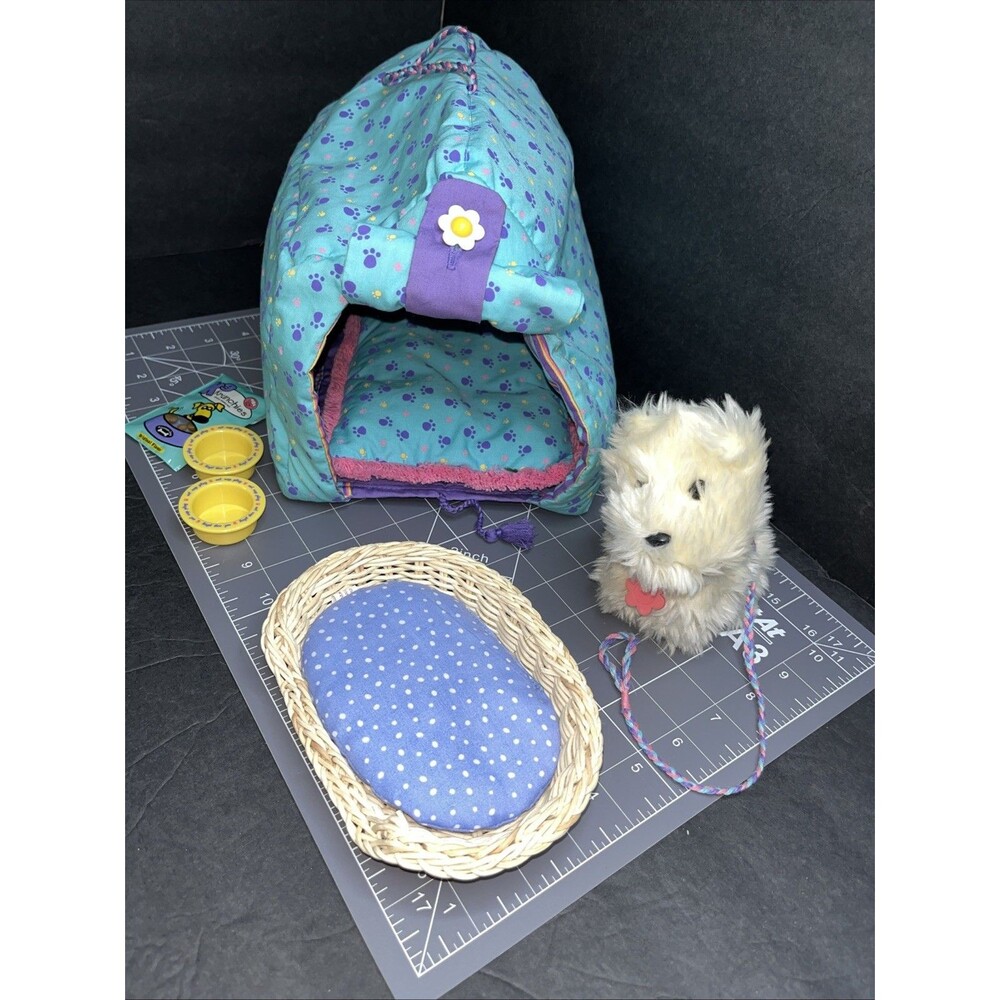American Girl Doll Coconut Dog With Carrier Bowls Leash Pillow Dog Bed And Food - Picture 4 of 9